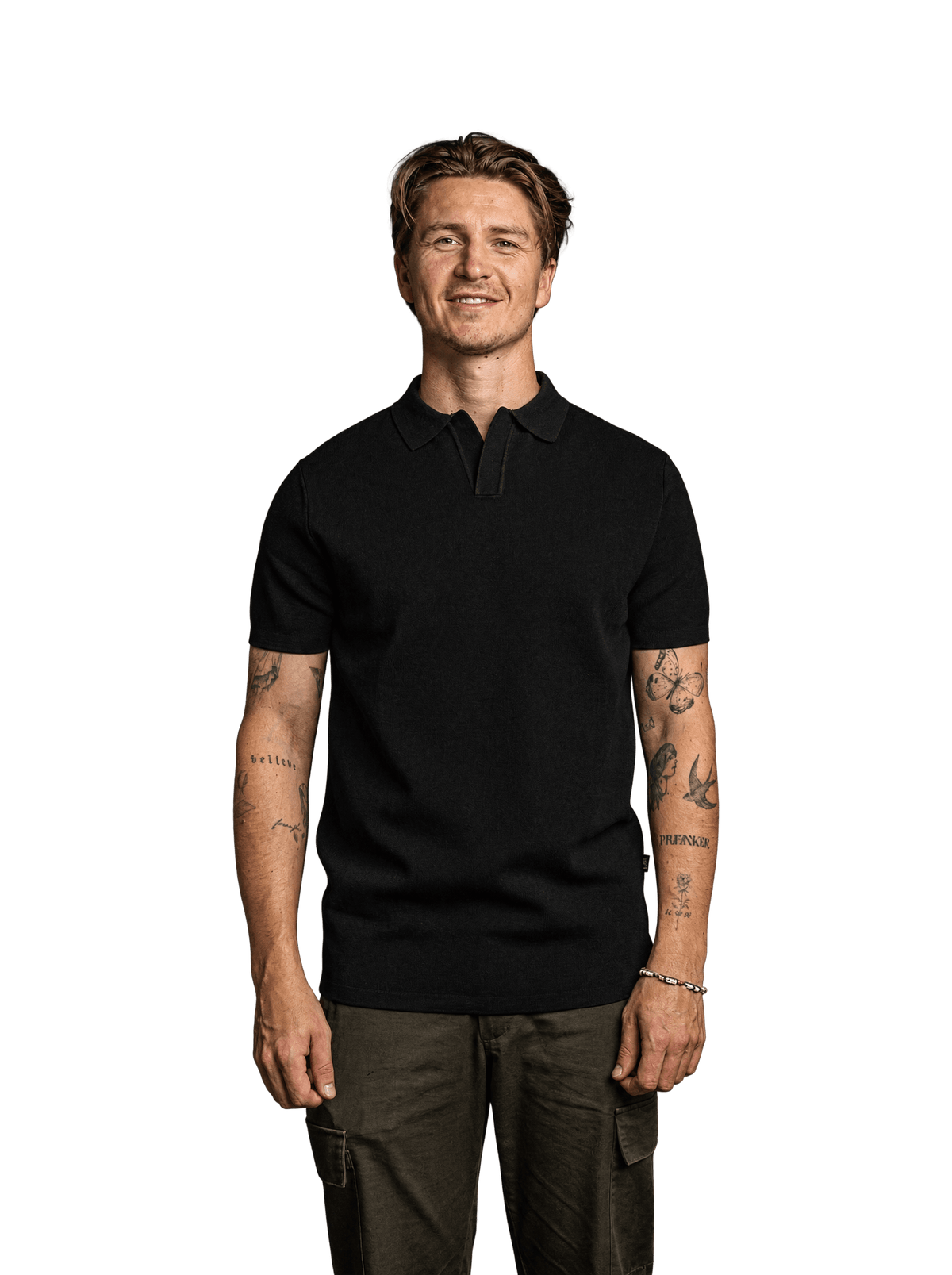 Knit polo in Zwart