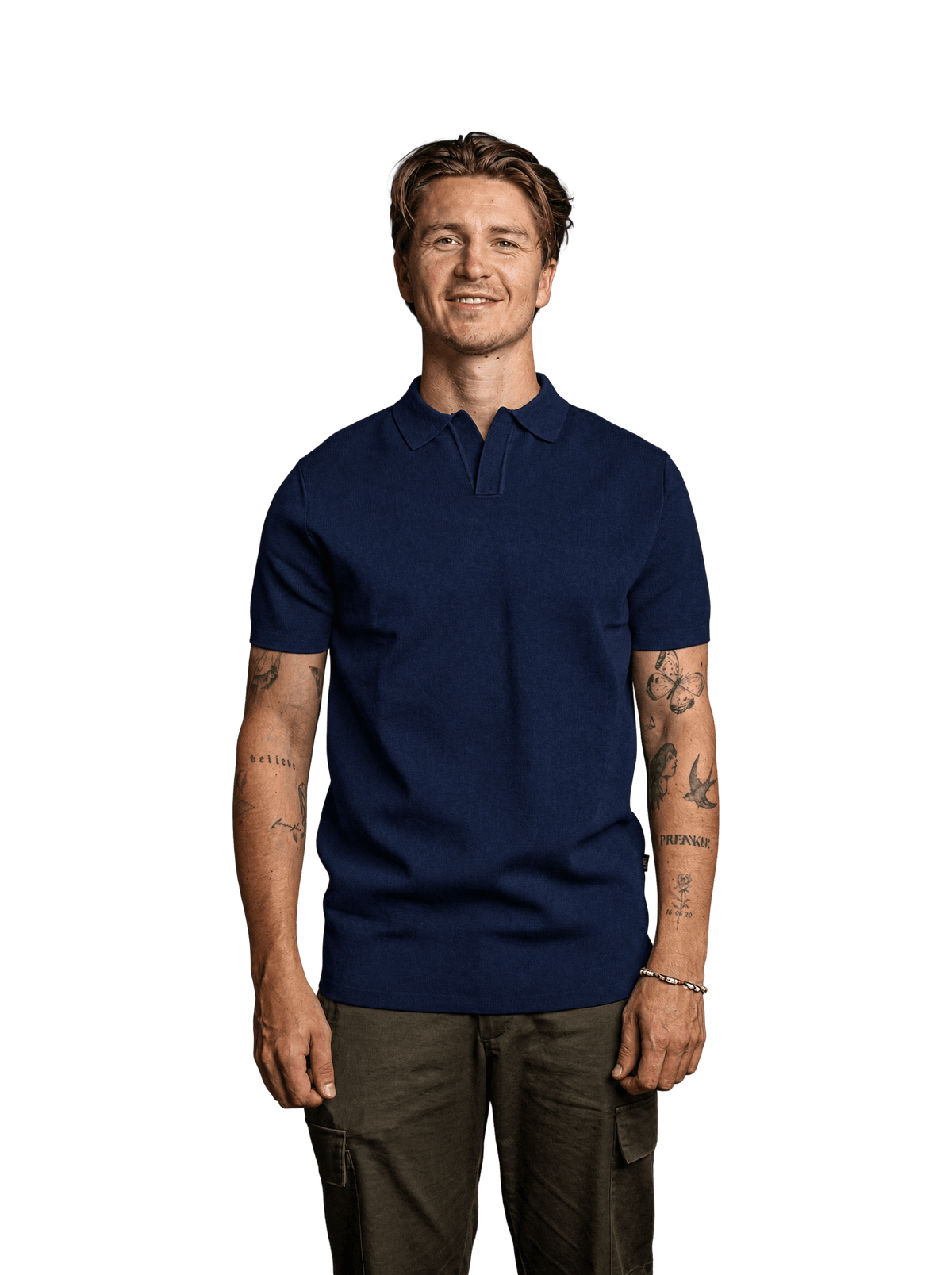 Knit polo in Navy