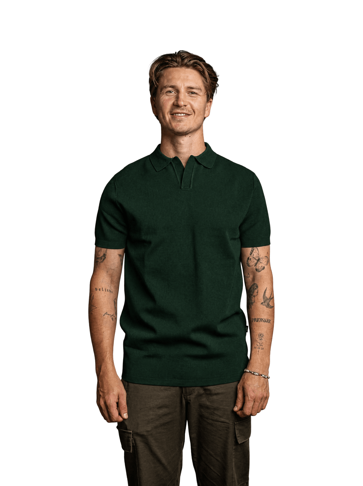 Knit polo. in Groen