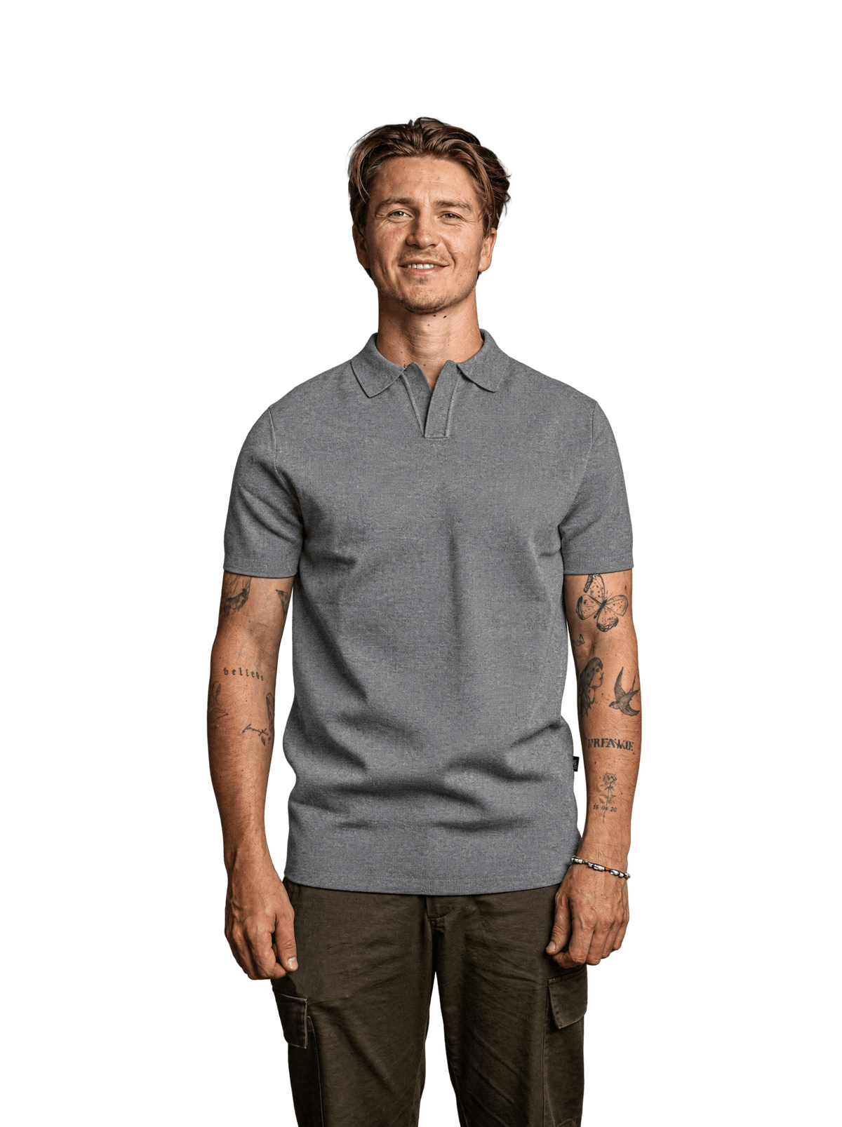 Knit polo in Grijs