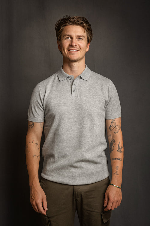Grijze Half Button Polo (sample)